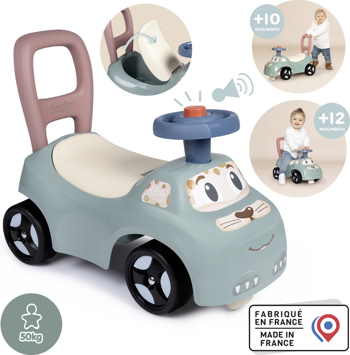 Smoby - Loopauto - Little Smoby auto Ride-On - Opbergruimte - Vanaf 10 maanden — afbeelding 6