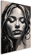 Portrait de femme - Portrait portrait - Peintures toile Expressionnisme abstrait - Peinture moderne - Peinture sur toile - Accessoires de chambre toile 50x70 cm