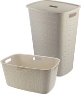 Curver Softex Wasmand met Deksel 56L + Wasmand 45L - Beige