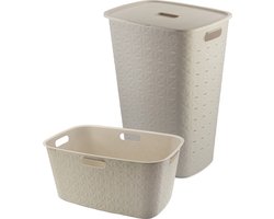 Curver Softex Wasmand met Deksel 56L + Wasmand 45L - Beige