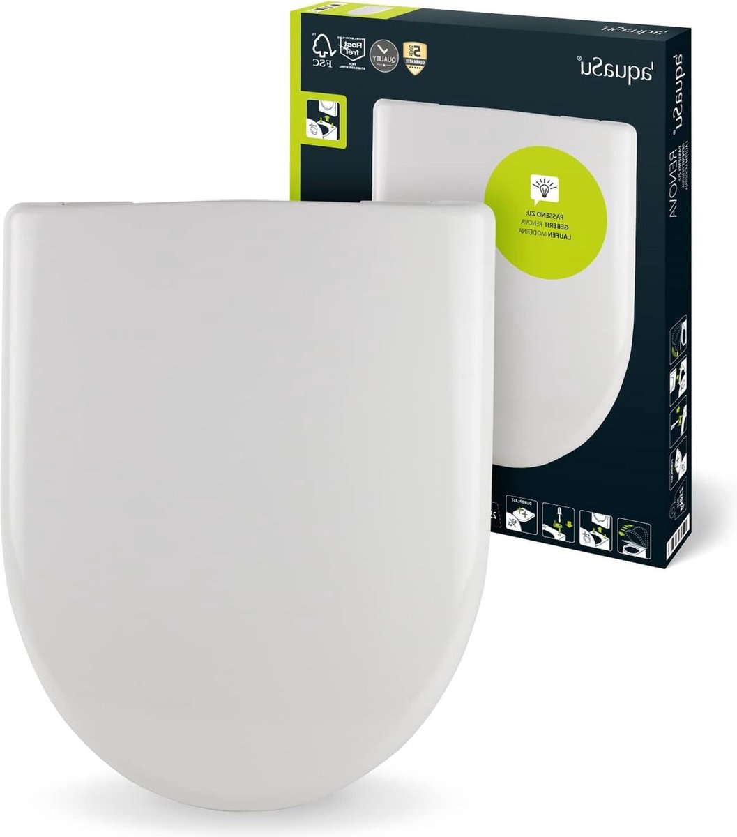 WC-bril van Duroplast-kunststof met Soft-Close-sluitmechanisme en Roestvrij Stalen Scharnier toilet seat