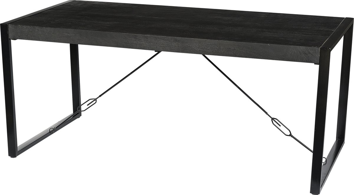 Livingfurn - Eetkamertafel Norris - 220x100x76 cm - Mangohout / Gecoat Staal