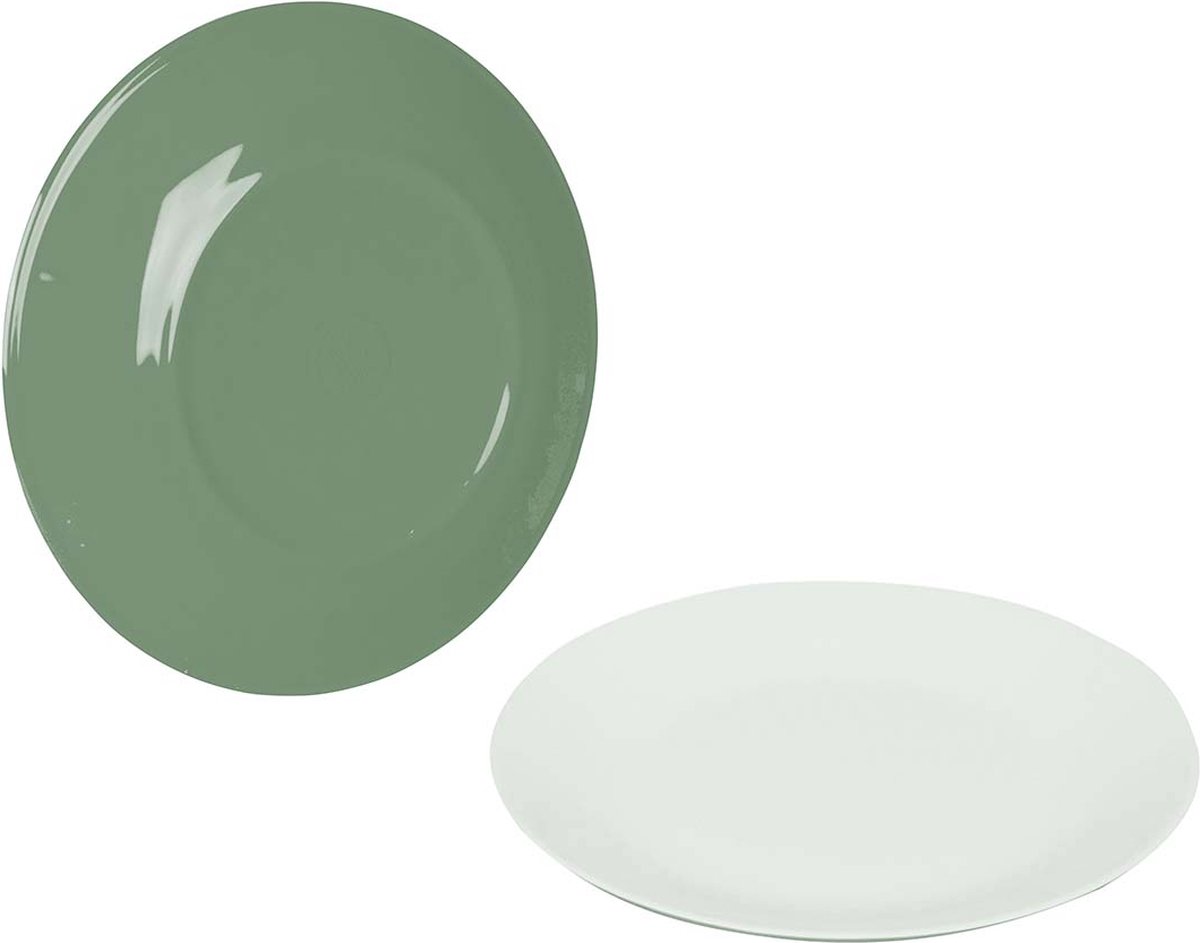 Bo-Camp - Ontbijtbord - Two-Tone - Melamine - 4 Stuks - Groen
