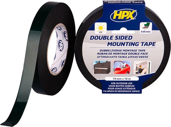 Ruban adhésif double face HPX - noir - 19 mm x 50 m