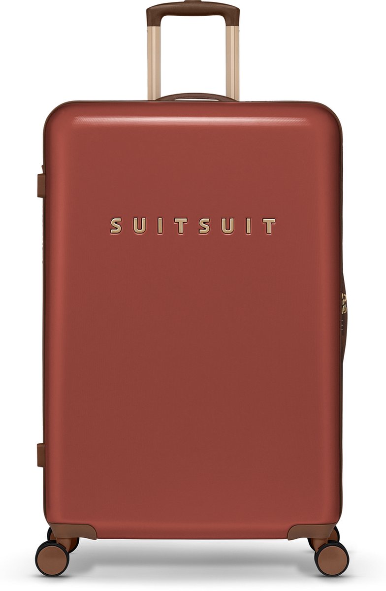 SUITSUIT Reiskoffer 76x51x28 - Reiskoffer met wielen - Veilig TSA cijferslot - Lichtgewicht koffer - Reiskoffer groot - 94L - Fab Seventies koffer Red Ochre - Rood