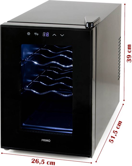 PRIMO PR168WK Wijnkoelkast - Wijnklimaatkast 6 Flessen - E - Zwart