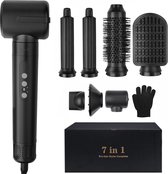 Saaf Fohnborstel 7 in 1 - 8 Delige set - Fohn - Stijl- en Krulborstel - Hairwrap - Airstyler - Multistyler - Zwart