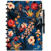 GreenBook - Cahier de tableau blanc - A4 Line & Blanco - Blooming Blue - avec chiffon