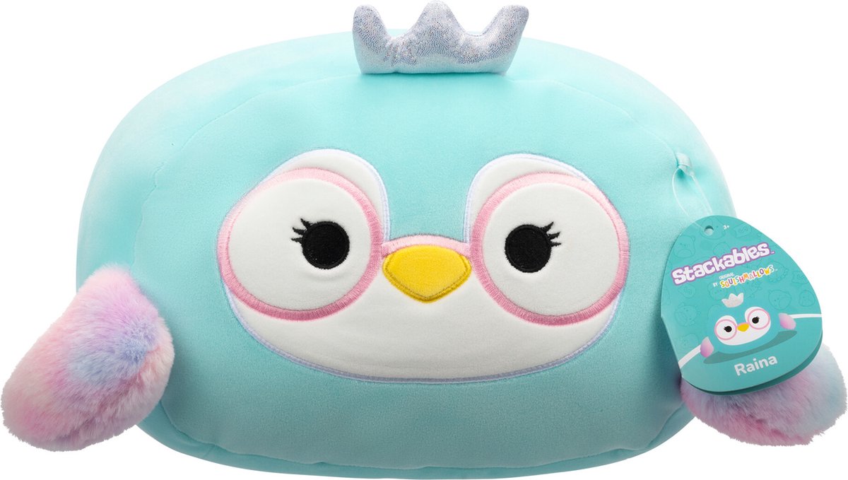 Squishmallows Stackables - Raina - Blue Penguin w/Pink Glasses 30cm pluche