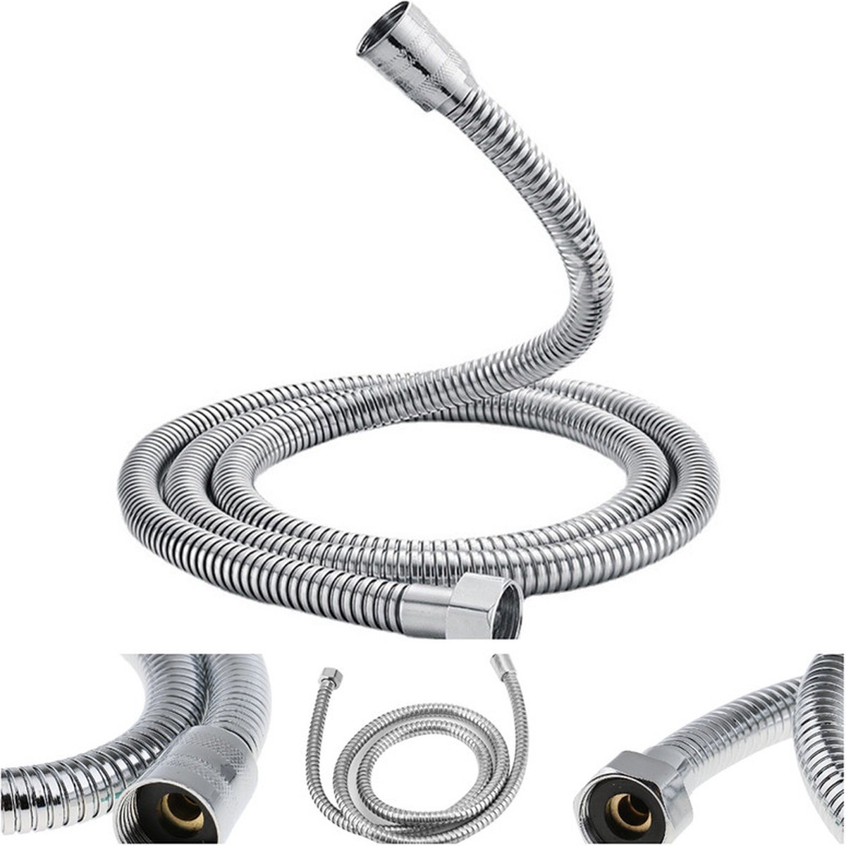 Universele doucheslang (G1/2 inch, 1,5 m) - anti-twist, anti-knik doucheslang - roestvrij staal/verchroomd