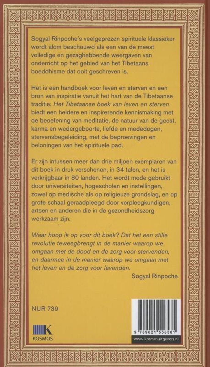 Het Tibetaanse boek van leven en sterven - back cover