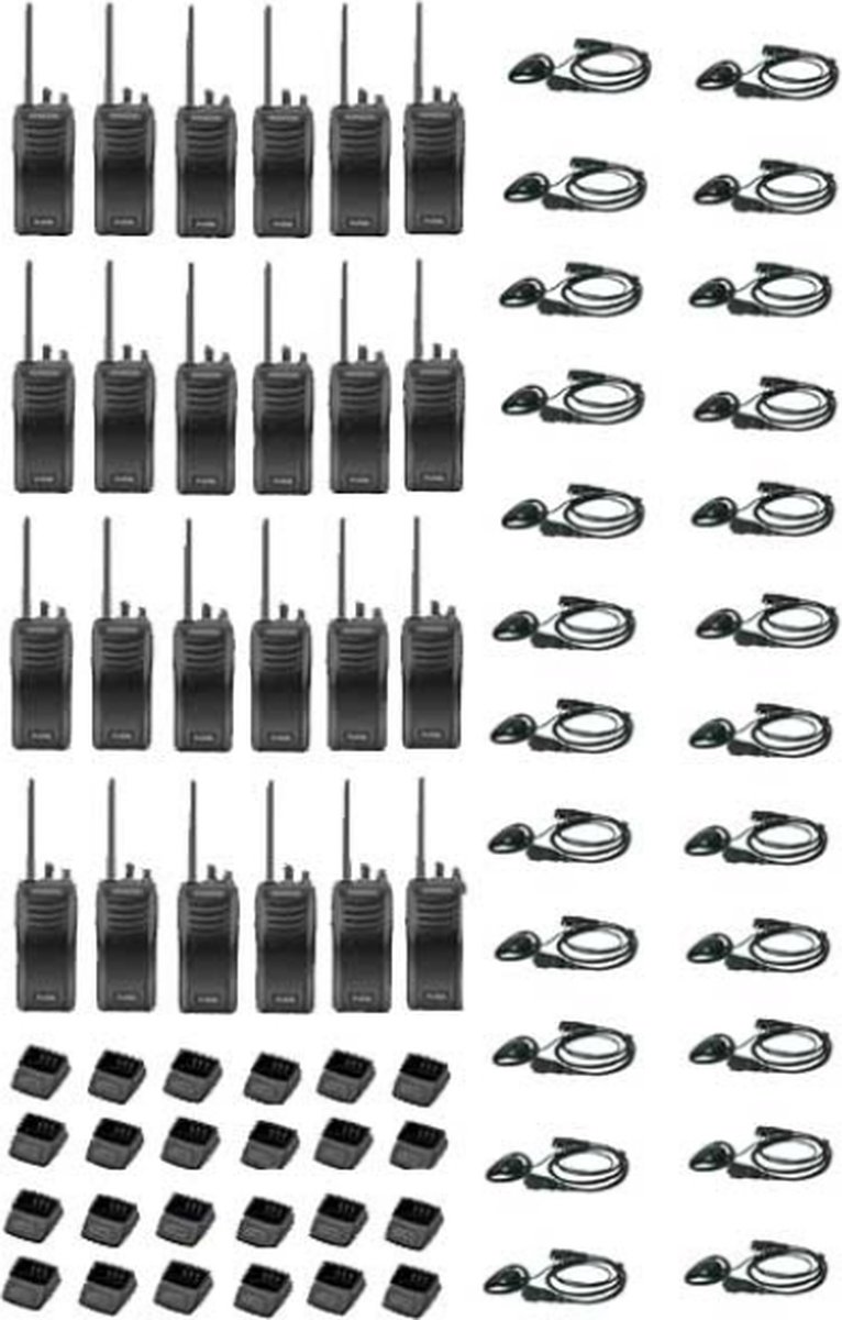 Set van 24 stuks Kenwood TK-3501 PMR446 met D-shape oortje en tafelladers