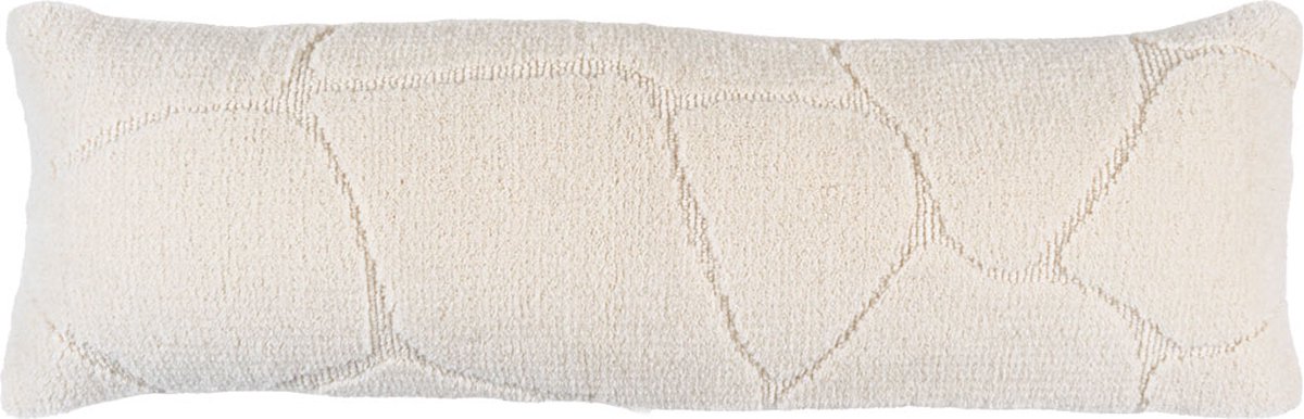 Veer Carpets Kussen Navi Naturel 30 x 100 cm - Luxe Wollen Sierkussen met Organisch Patroon