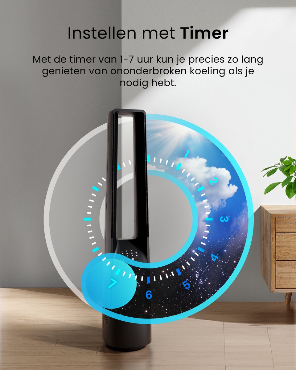 Pro Breeze Bladloze Torenventilator en Luchtzuiveraar - 101cm Hoge