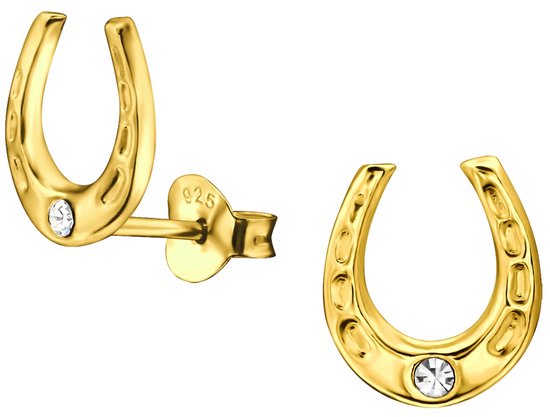 Joie|S - Boucles d'oreilles fer à cheval en argent - 9 x 10 mm - Plaqué or 14 carats
