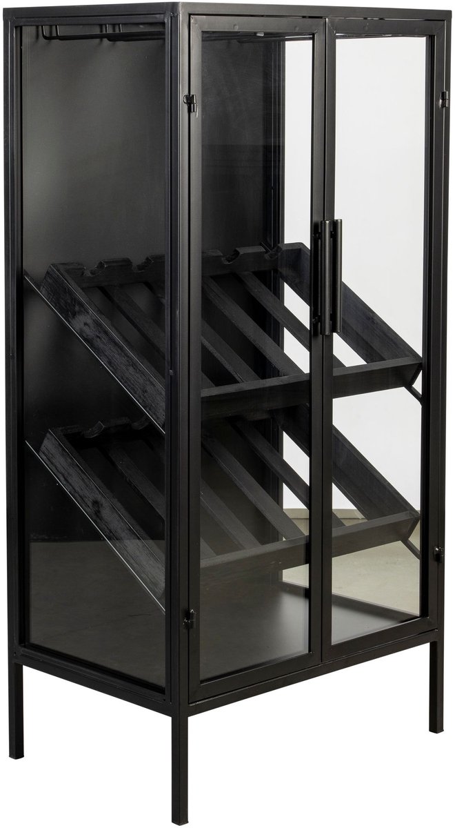 Housecraft Living Rob Wijnkast/ Drankkast/ Barkast Hoog Hout Metaal Zwart