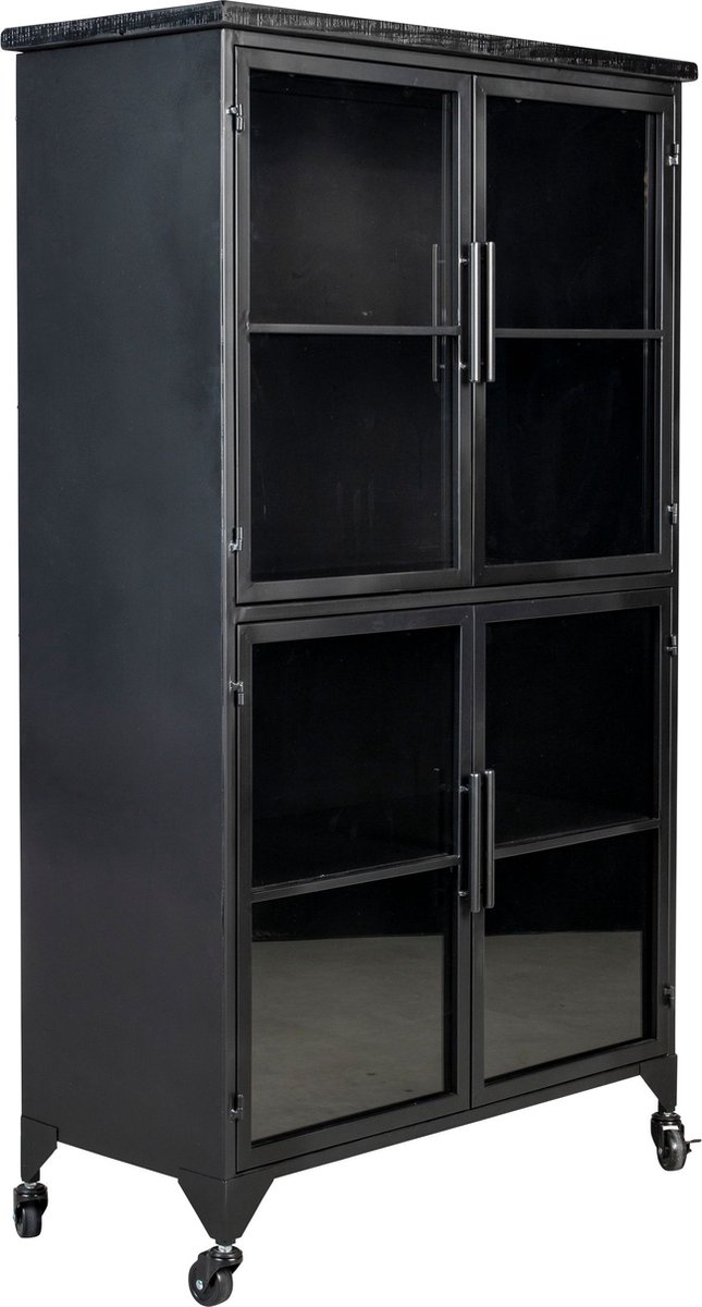 Housecraft Living Ferre Kast op wieltjes Hoog Hout/ Metaal Zwart