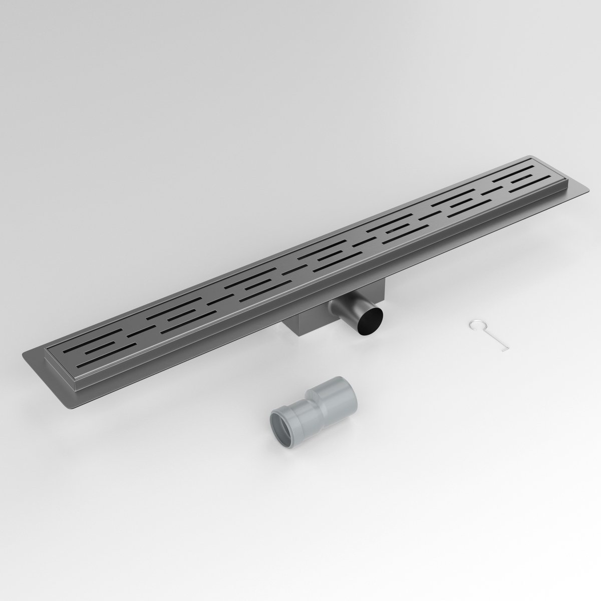 WEBO GUN METAL Douchegoot compleet met flens Standaard rooster RVS | Uitneembare Sifon - Tegelrooster - 80 cm