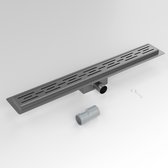 WEBO GUN METAL Douchegoot compleet met flens Standaard rooster RVS | Uitneembare Sifon - Tegelrooster - 80 cm