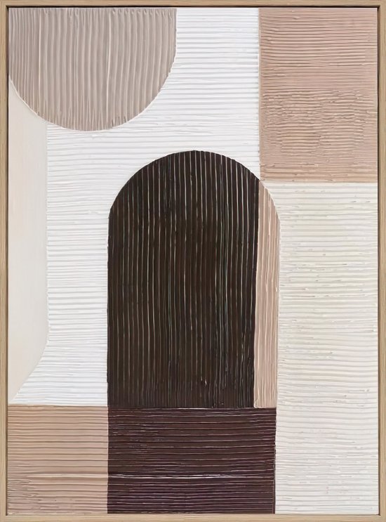 Ter Halle - Schilderij - 3D Art - Beige Abstracte Bogen - 60x80cm (2)