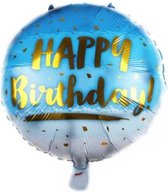 Folieballon Happy Birthday - 33cm - Grootte Folieballon - Blauw & Goud - Verjaardags thema - Feestballonnen - Verjaardagfeestjes versiering - Folie ballon - Ballonnen