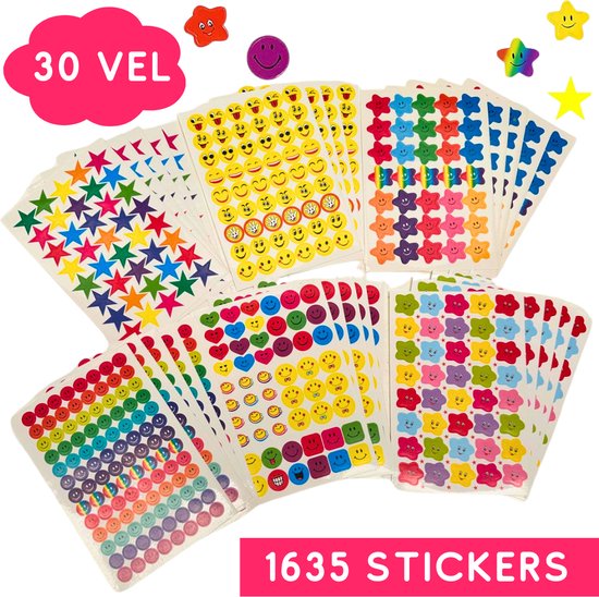 Smiley Stickers, ronde letters, glimlach stickers, 500 stuks