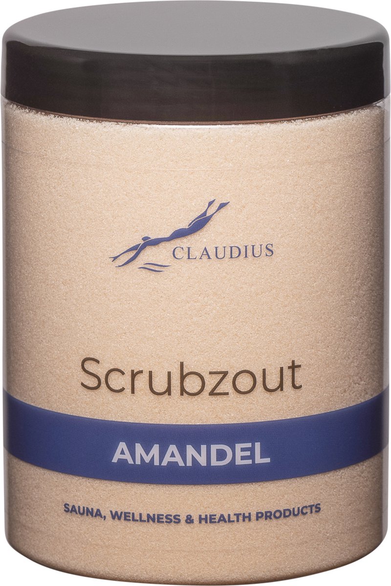 Goedkoopste Scrubzout Amandel in handige pot - 1250 gram - met zwarte deksel - Hydraterende Lichaamsscrub