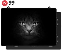 KitchyMist Inductie Beschermer 78x52 cm - Kat Portret - Kookplaat Beschermer - Afdekplaat voor Kookplaat - Inductie Mat - Spatscherm Achterwand Keuken