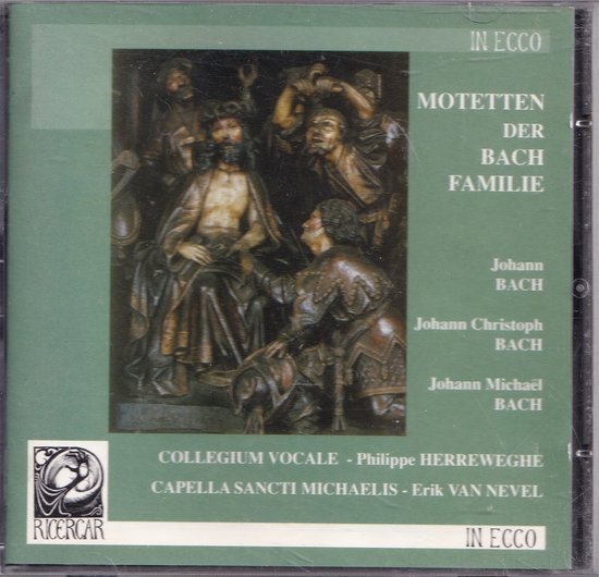CD-hoes met een schilderij van een bijbelse scène en de titel 'Motetten der Bach familie'.