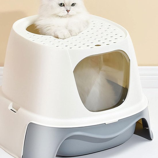 Banaone Kattenbak, roestvrij staal, gemakkelijk te reinigen en geurbestendig, roestvrij staal, lek- en morsbestendig, met kattenbakmat en schep