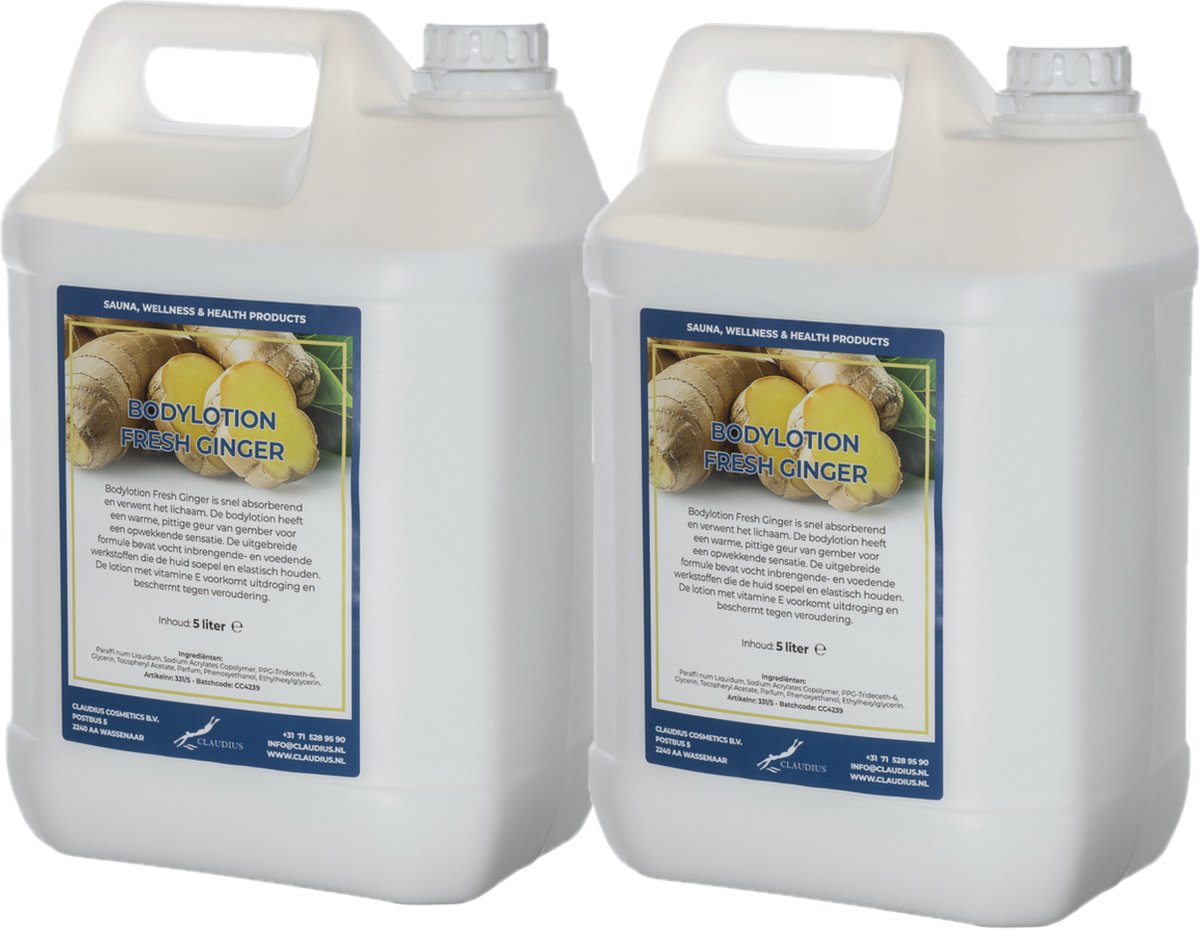 Bodylotion Fresh Ginger 5 Liter - set van 2 stuks - navulling - Voordeelverpakking
