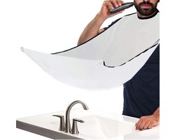Doodadeals® - Baardschort - Met 2 Zuignappen - Wit - Scheercape - Baard Opvang Doek - Baard Schort - Baard Cape - Scheerschort - Baarverzorging