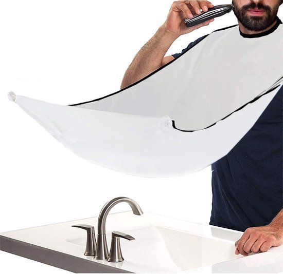 Doodadeals® - Baardschort - Met 2 Zuignappen - Wit - Scheercape - Baard Opvang Doek - Baard Schort - Baard Cape - Scheerschort - Baarverzorging