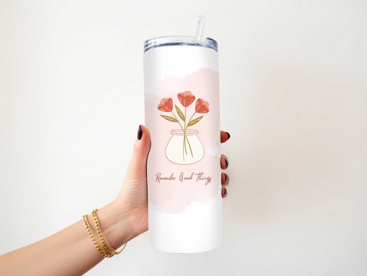 KadoDash - Thermosbeker - Tumbler - Drinkbeker - Waterfles - Remember Good Things - Cadeau Beterschap