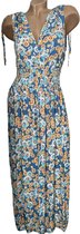 Dames Lange Zomerjurk / Strandjurk 808 One size S-XL blauw