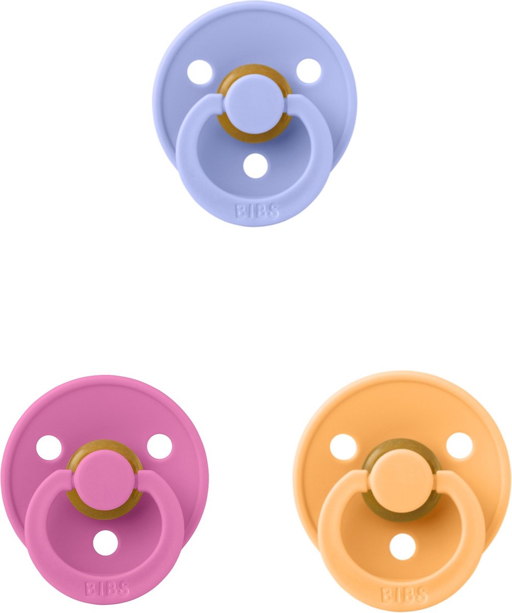Goedkoopste Bibs fopspeen 0-6 maanden set 3 stuks Bubblegum,Hush en Sunkissed maat 1