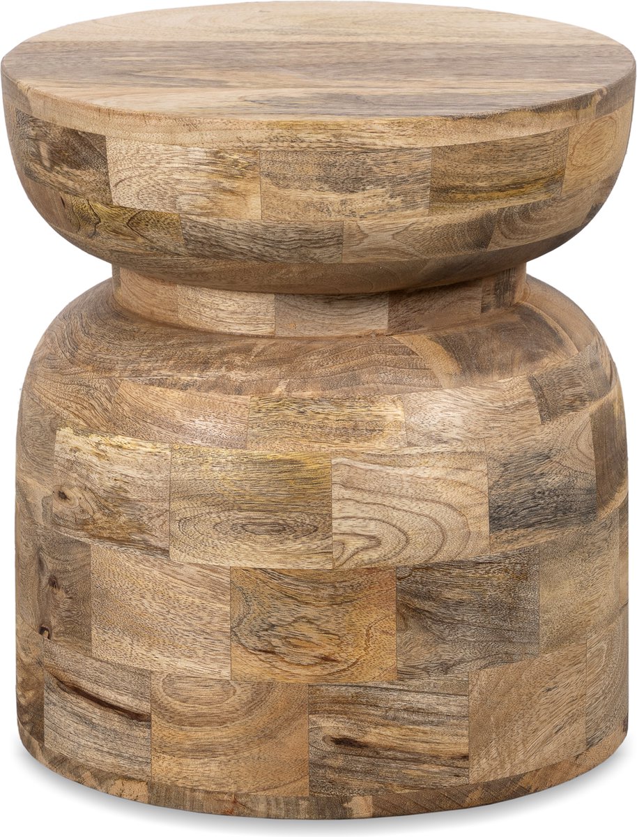 BLenS Furniture-Bijzettafel-Bloemendaal-Naturel-Rond-Mangohout