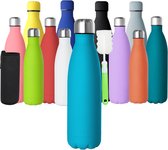 Stainless Steel Water Bottle 500ml Double Wall Vacuum Insulated - Dark Blue - Ideal for Outdoor Sports and Walking