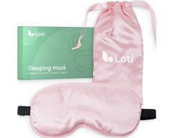 Loti Premium Zijden Slaapmasker + Opbergzakje - 100% Verduisterend Oogmasker - Verstelbaar - Blinddoek - Zijdezacht - Anti-Rimpel – Eye Mask – Sleep Mask – Roze