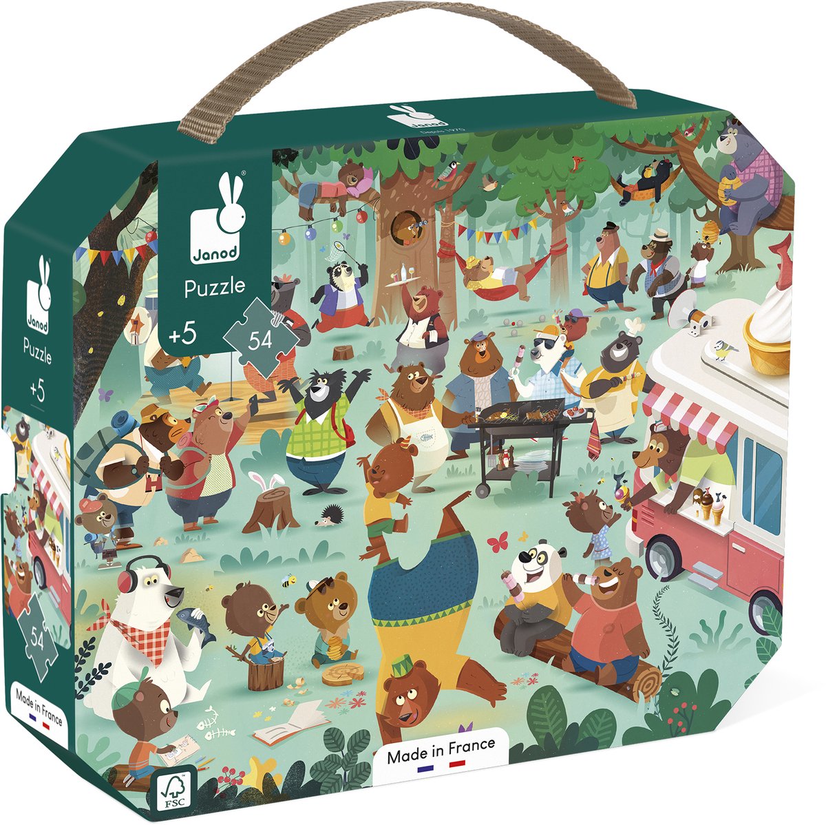 Janod koffer puzzel 54st - Family Bears