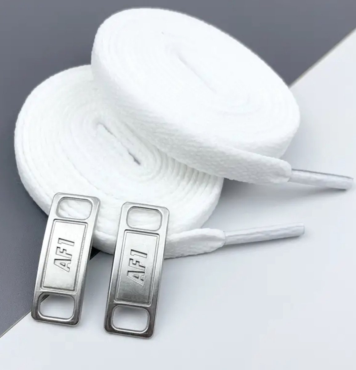 Airforce veter gesp zilver + witte veters - nike airforce - schoenaccessoires - AF1 - gesp
