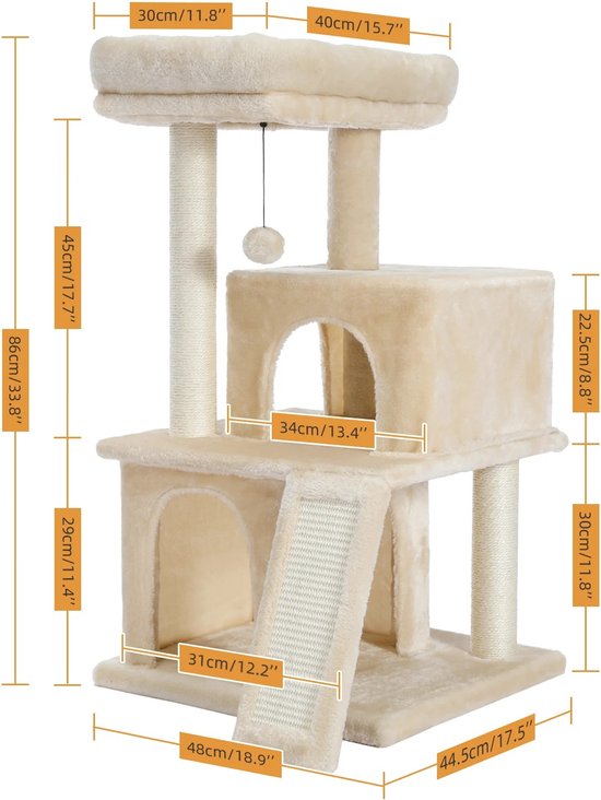 Foto: Tectake kattenkrabpaal groot kattenboom met 3x sisal krabpaal en kattenaccessoires 3x ligplaats en 1x kattenhuisje 2x kattentrap middelhoog voor katten kittens en katers 170cm hoog grijs