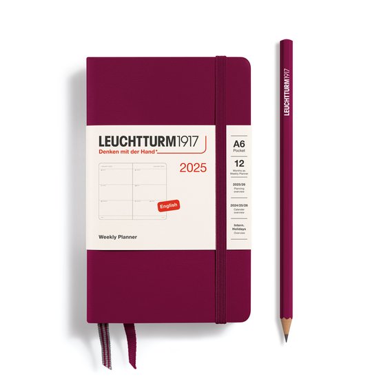 Leuchtturm1917 - Weekly Planner - A6 - Pocket - 12 maanden - 2025 - Softcover - Port Red