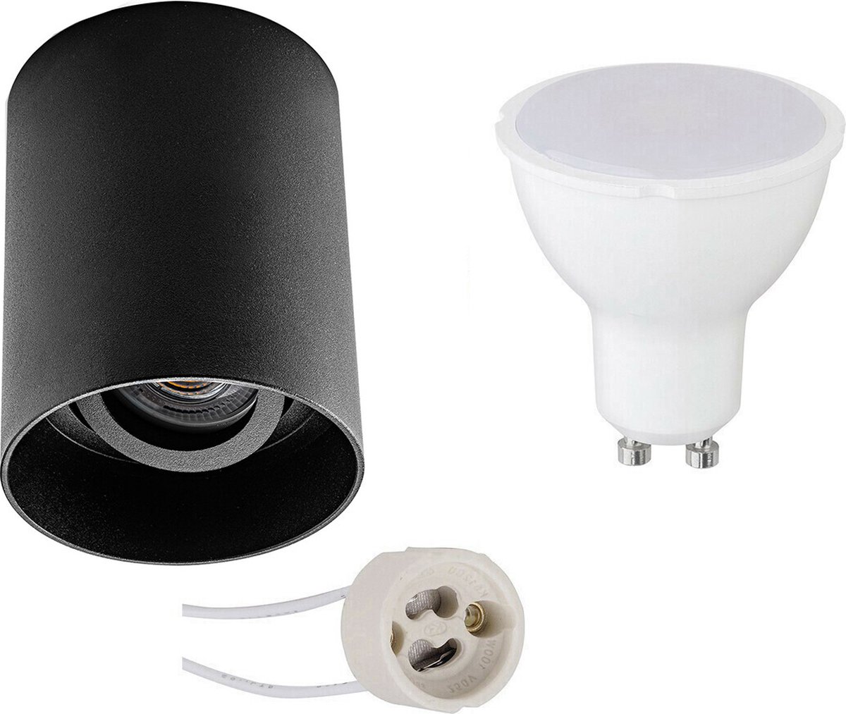Opbouwspot Set - Proma Luxina Pro - GU10 Fitting - Opbouw Rond - Mat Zwart - 4W - Warm Wit 3000K - Verdiept - Kantelbaar - Ø90mm