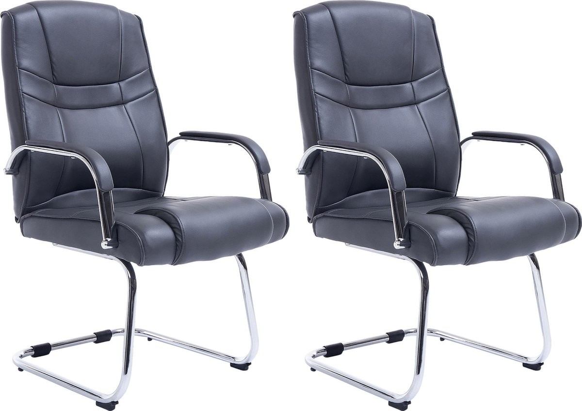 CLP Attila Set van 2 Eetkamerstoelen - Kunstleer grijs