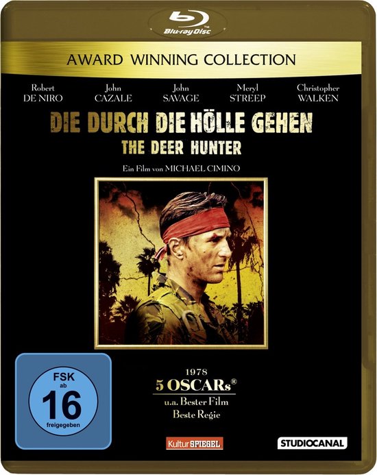 Blu-ray hoes van The Deer Hunter. Met Robert De Niro, Meryl Streep en Christopher Walken. Een film van Michael Cimino. Inclusief 5 Oscars. FSK 16.