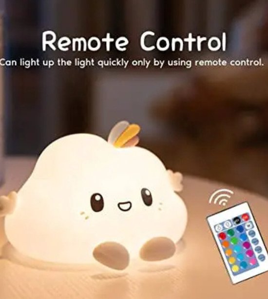 Nachtlampje Kinderen Wolk - Nachtlampje baby - babykamer - RGB - LED - 16 Kleuren - USB-C opladen - afstandbediening- kinderkamer accessoires - kinderkamer lamp - babyshower - oplaadbare nachtlamp — afbeelding 5