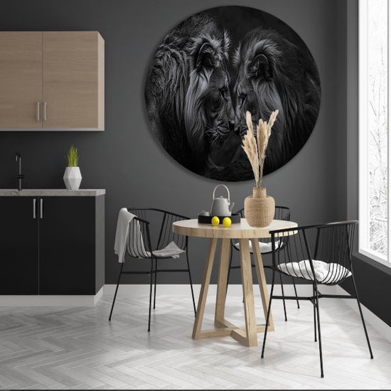 Décoration murale Lion ronde - Tableau Animaux rond - Tableau rond Lion - Décoration murale industrielle - Forex - Accessoires de bureau cercle mural forex 50x50 cm