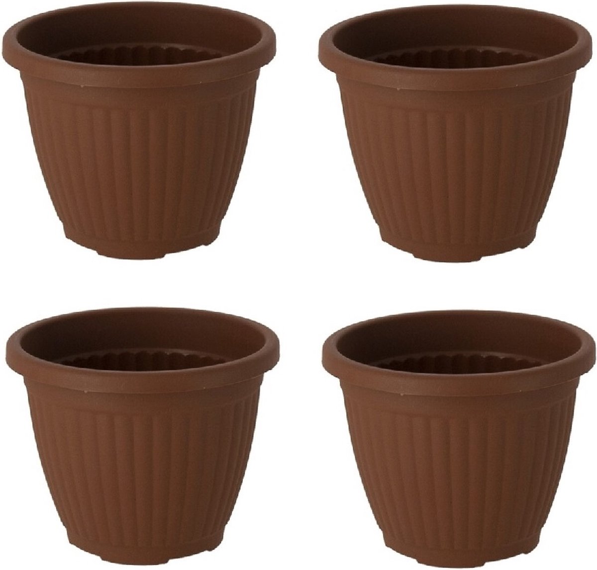 Bloempot Terra voor binnen & buiten - hoogwaardig kunststof - Ø 12.5 x H 10 cm - set 4 stuks