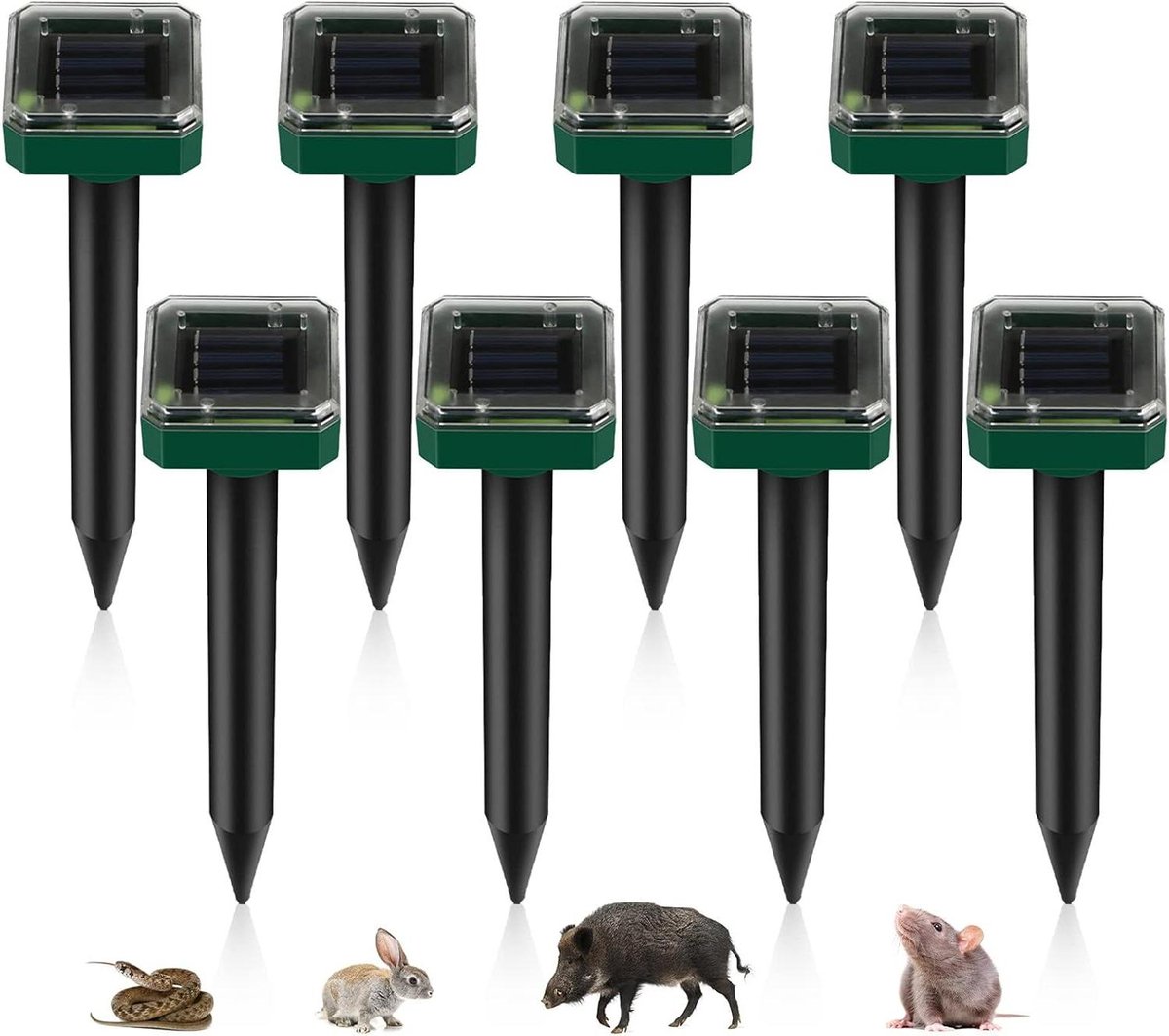 8 stuks Ultrasonische Mollenverjager - Mollenbestrijding Woelmuizenverjager - Mol Afschrikking - Ongediertebestrijding IP65 - Tuin Gazon